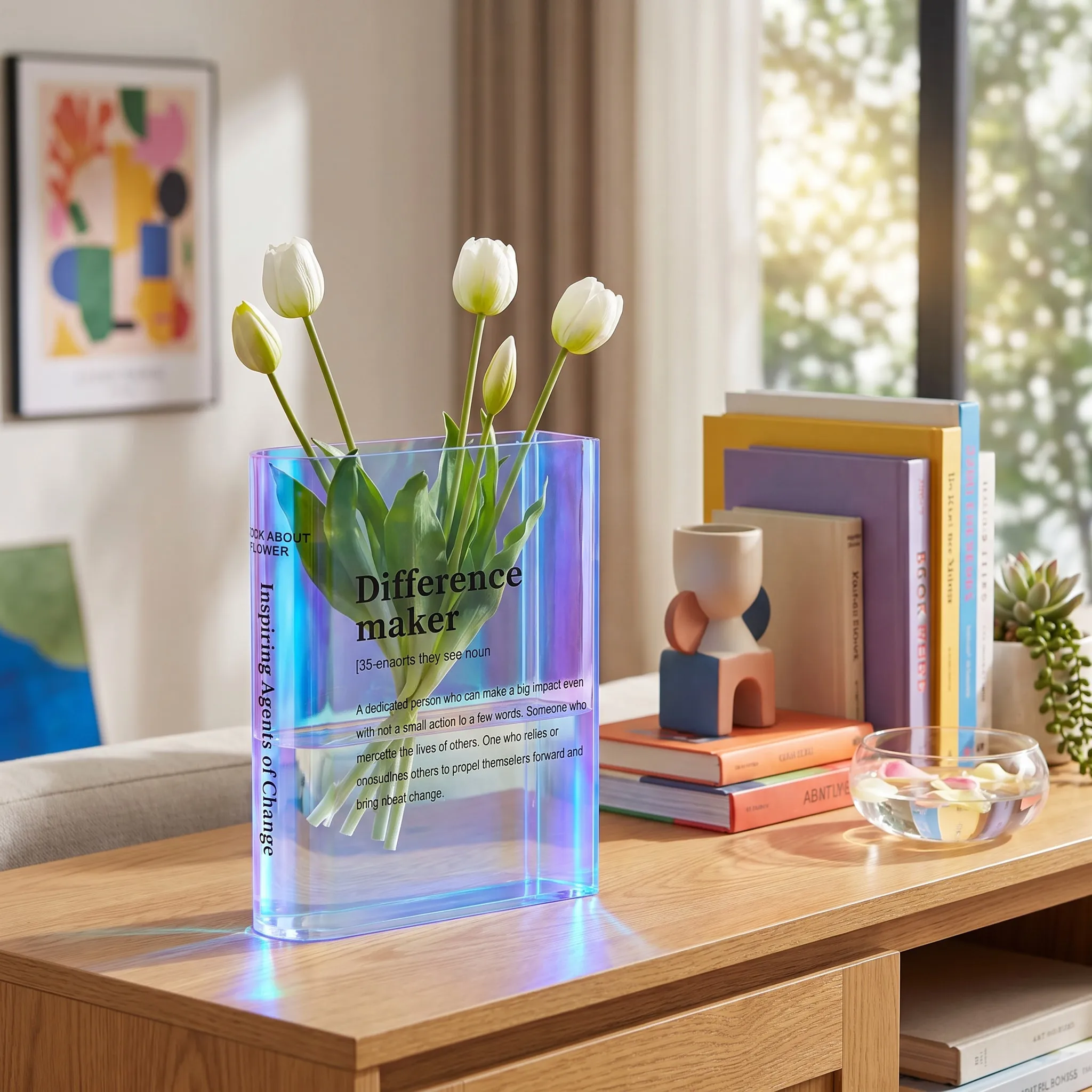 Vibrant vibe — Acrylic Book Vase lifestyle shot